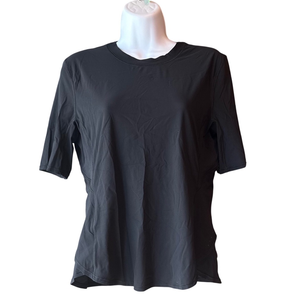 Lululemon UV Protection Fold-Over Running Shirt Black Womens Size 8